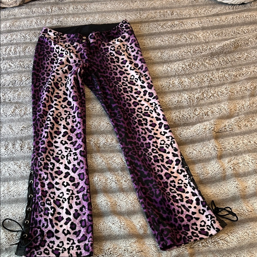 Lip Service Purple Leopard Print Flare Pants